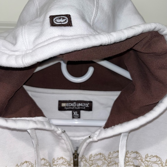 Ecko Unltd Full Zip Heavy Logo Hoodie Sweatshirt Embroidered Logos Rare Size XL - Picture 8 of 10